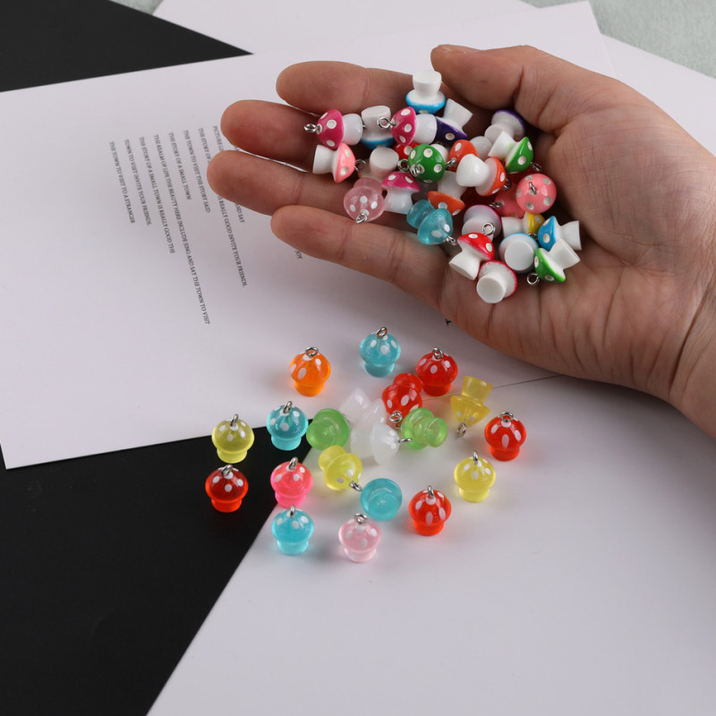 Simulated Mushroom Color Solid Luminous Mini Resin Pendant Diy Handmade Keychain Jewelry