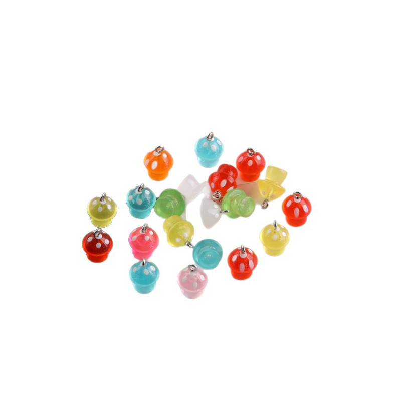 Simulated Mushroom Color Solid Luminous Mini Resin Pendant Diy Handmade Keychain Jewelry