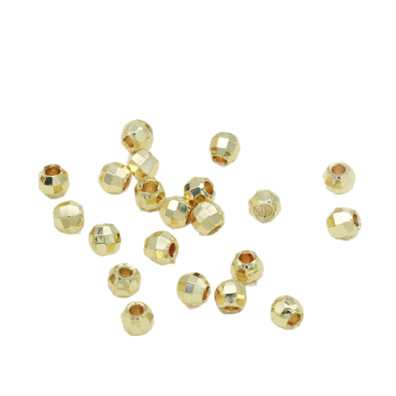 14k Gold-filled Color-preserving Solid Laser Beads, Faceted Spacer Bracelet Necklace Diy