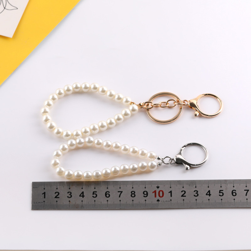 Imitation Pearl Round Dragon Buckle Chain Short Hand Diy Handmade Bag Doll Keychain