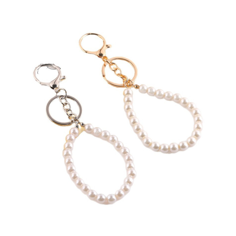 Imitation Pearl Round Dragon Buckle Chain Short Hand Diy Handmade Bag Doll Keychain