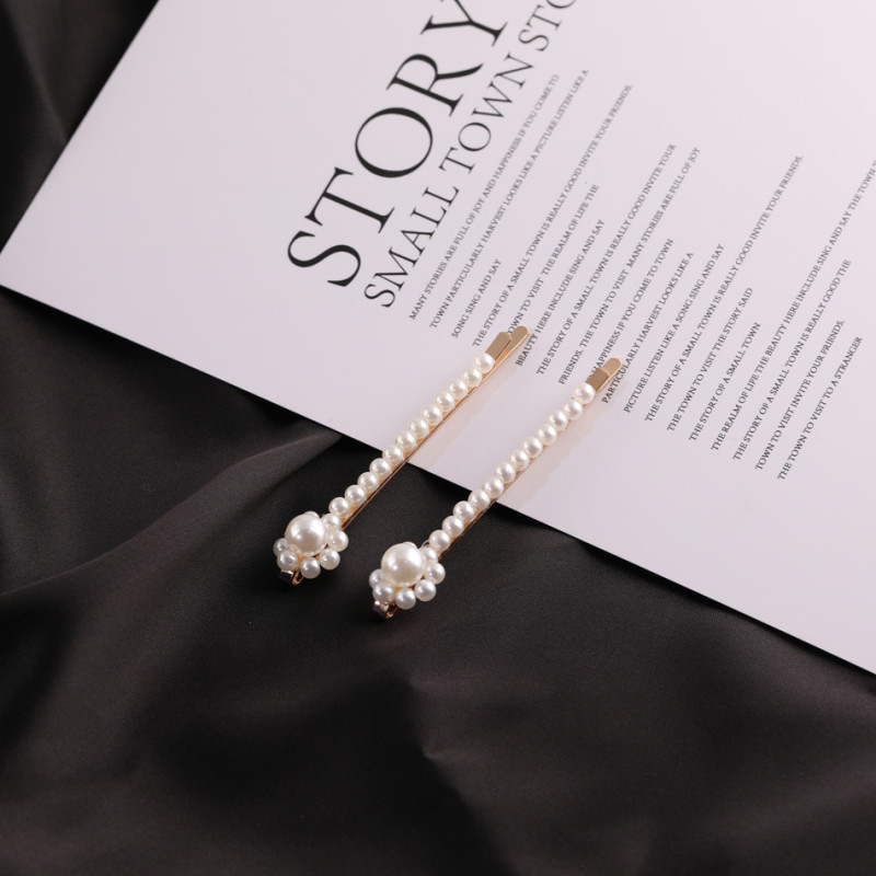 Fashionable and Simple Imitation Pearl One-piece Flower Hand-woven Hairpin Side Clip