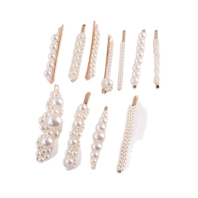 Fashionable and Simple Imitation Pearl One-piece Flower Hand-woven Hairpin Side Clip
