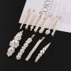 Fashionable and Simple Imitation Pearl One-piece Flower Hand-woven Hairpin Side Clip
