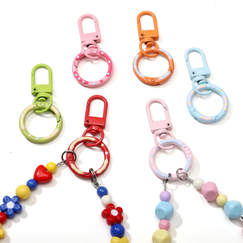 Colorful Donut Alloy Spring Buckle Handmade Diy Jewelry Accessories Luggage Toy Pendant