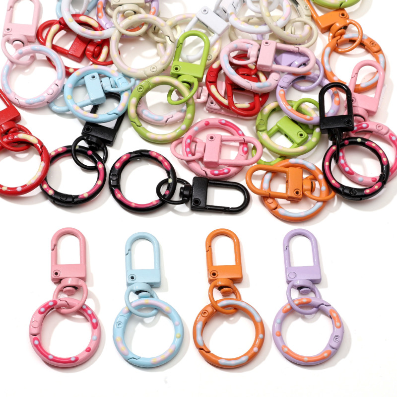 Colorful Donut Alloy Spring Buckle Handmade Diy Jewelry Accessories Luggage Toy Pendant