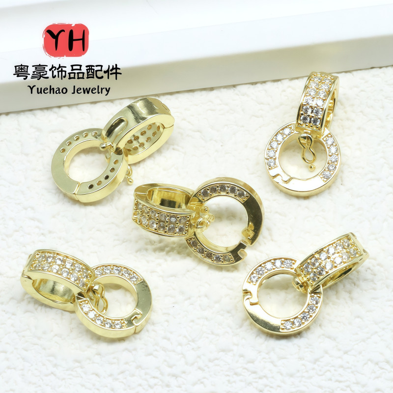 Copper-plated 18k Gold Strong Color Retention Micro-inlaid Buckle Pearl Necklace Head