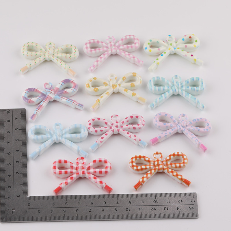 Cute Printed Polka Dot Love Flowers Hollow Bow Diy Handmade Mobile Phone Case Bag Hanging