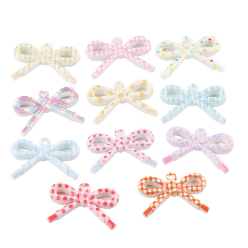 Cute Printed Polka Dot Love Flowers Hollow Bow Diy Handmade Mobile Phone Case Bag Hanging