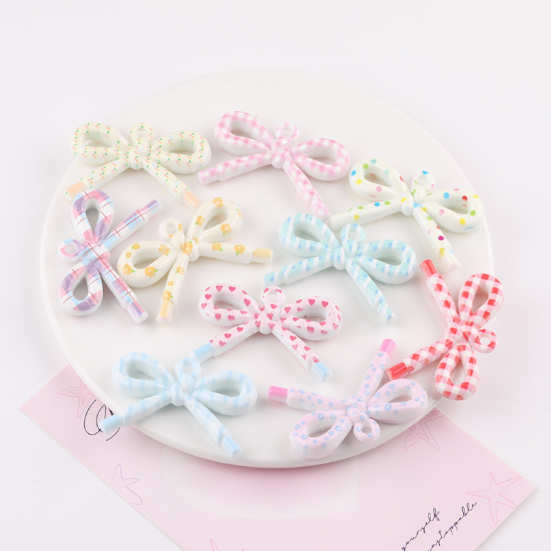 Cute Printed Polka Dot Love Flowers Hollow Bow Diy Handmade Mobile Phone Case Bag Hanging