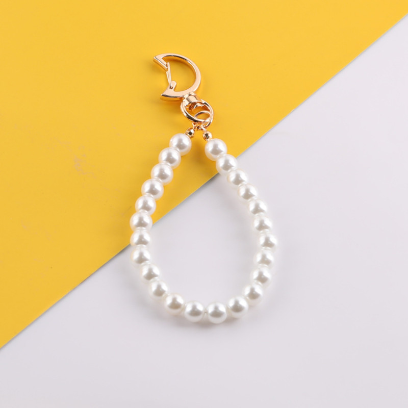 Imitation Pearl Short Chain Star Moon Metal Keychain Hand Bag Hand-beaded Hanging Jewelry