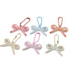 Small Fresh Colorful Striped Flowers Polka Dot Bow Bead Chain Keychain Accessories Bag