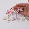 Small Fresh Colorful Striped Flowers Polka Dot Bow Bead Chain Keychain Accessories Bag