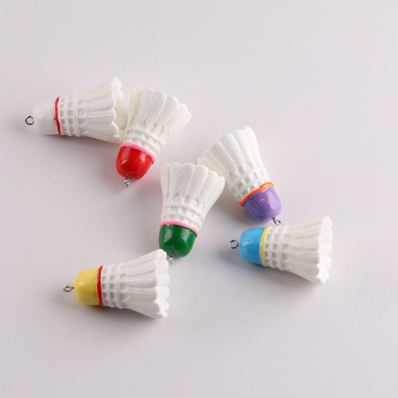 Creative Simulation Three-dimensional Color Badminton Resin Pendant Keychain Diy Handmade