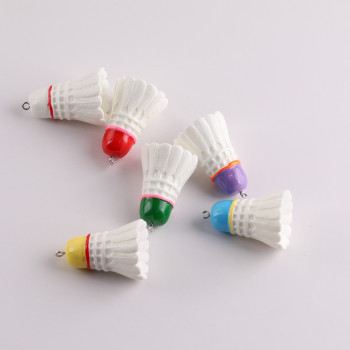 Creative Simulation Three-dimensional Color Badminton Resin Pendant Keychain Diy Handmade