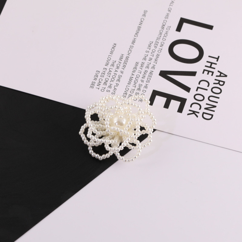 Imitation Pearl Three-dimensional Flower Beaded Braided Tassel Pendant Diy Handmade