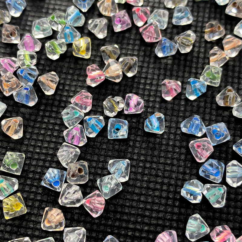 4mm Glass Sugar Cube Dye Core Peach Heart Triangular Beads Diy Beaded Jewelry Accessories