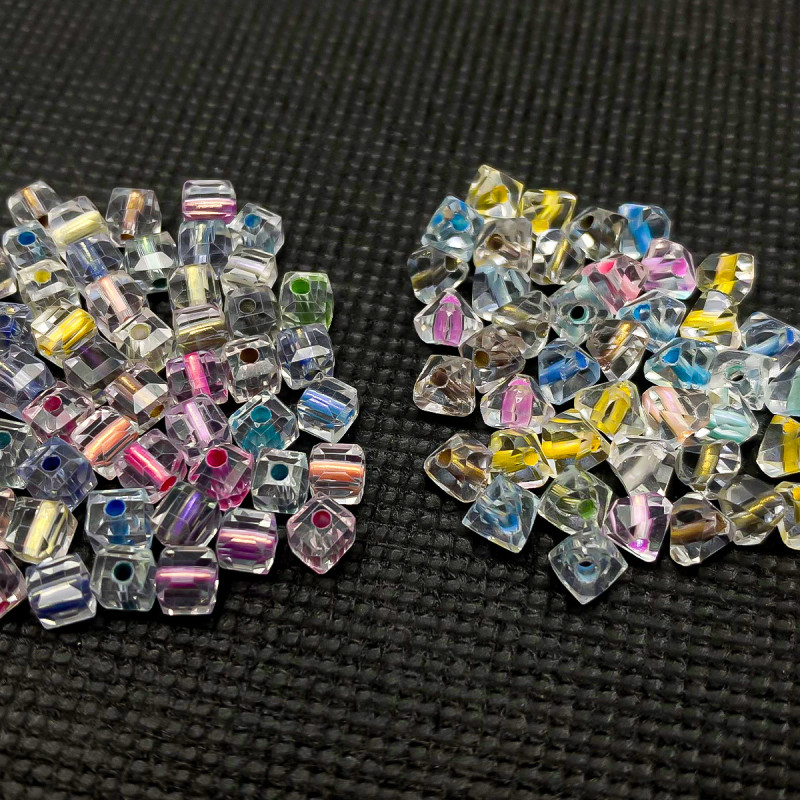 4mm Glass Sugar Cube Dye Core Peach Heart Triangular Beads Diy Beaded Jewelry Accessories