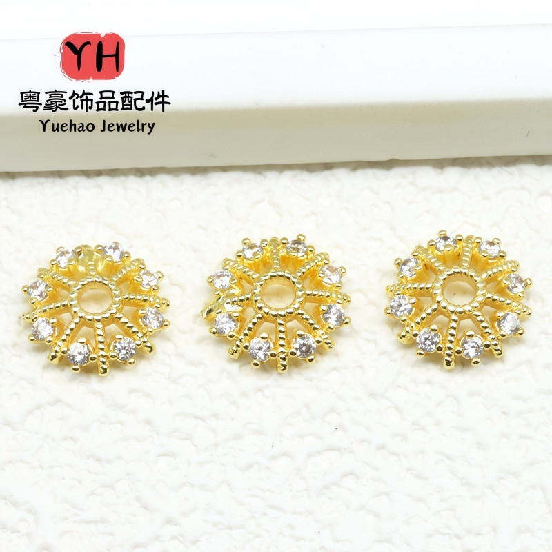 18k Gold-plated Copper with High Color Retention and Zircon Hollow Large Tori Flower Cap