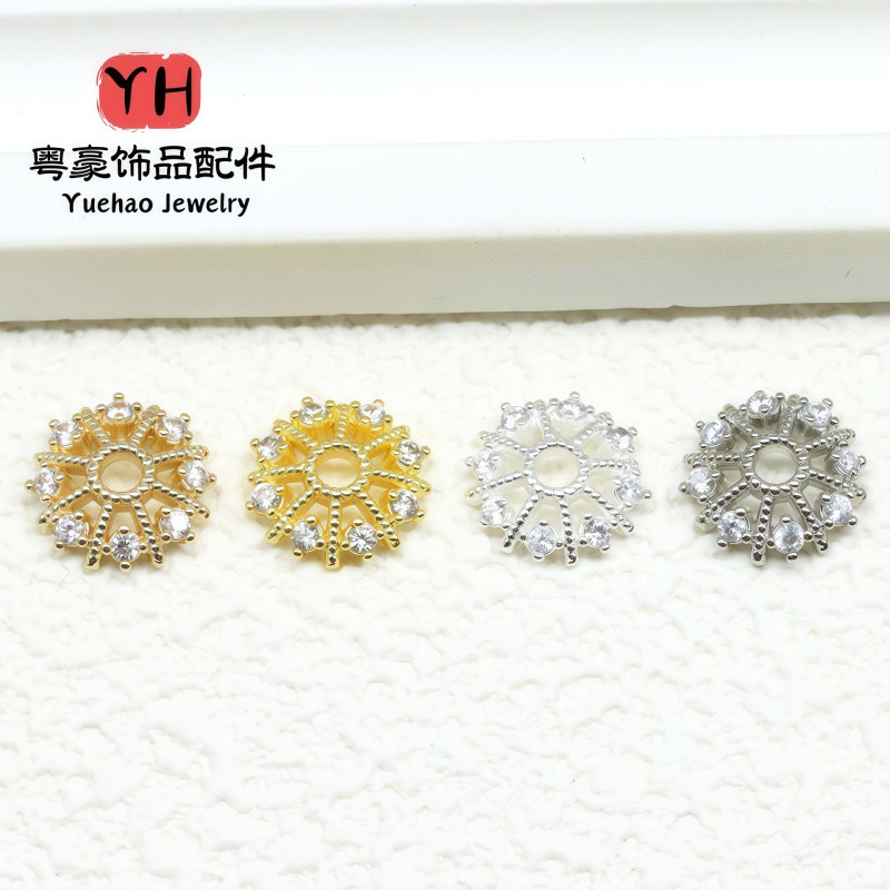 18k Gold-plated Copper with High Color Retention and Zircon Hollow Large Tori Flower Cap