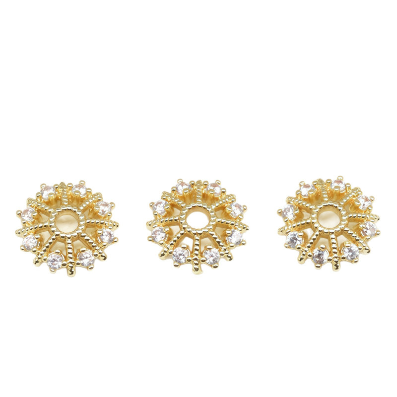 18k Gold-plated Copper with High Color Retention and Zircon Hollow Large Tori Flower Cap
