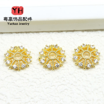 18k Gold-plated Copper with High Color Retention and Zircon Hollow Large Tori Flower Cap
