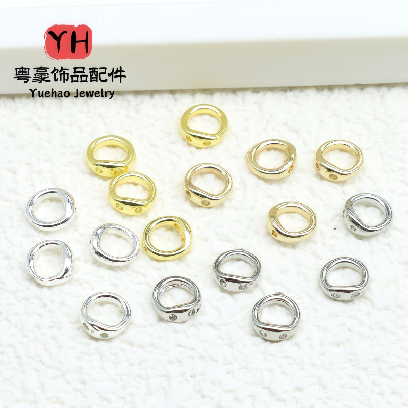 14k Gold-filled Color-protected String Double-hole Closed Ring Diy Pearl Bracelet