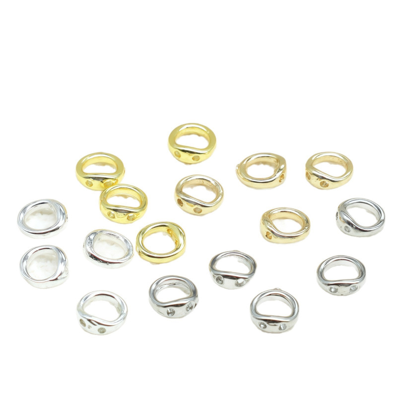14k Gold-filled Color-protected String Double-hole Closed Ring Diy Pearl Bracelet