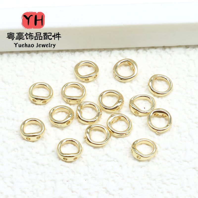 14k Gold-filled Color-protected String Double-hole Closed Ring Diy Pearl Bracelet