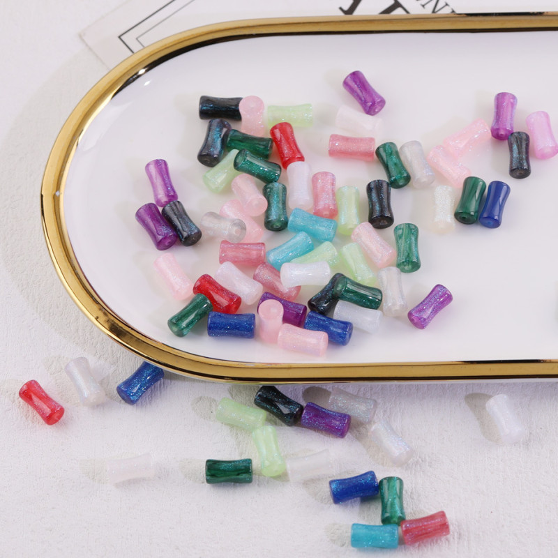 7*13mm Antique Color Streamer Gold Powder Bamboo Beads Loose Beading Diy Handmade