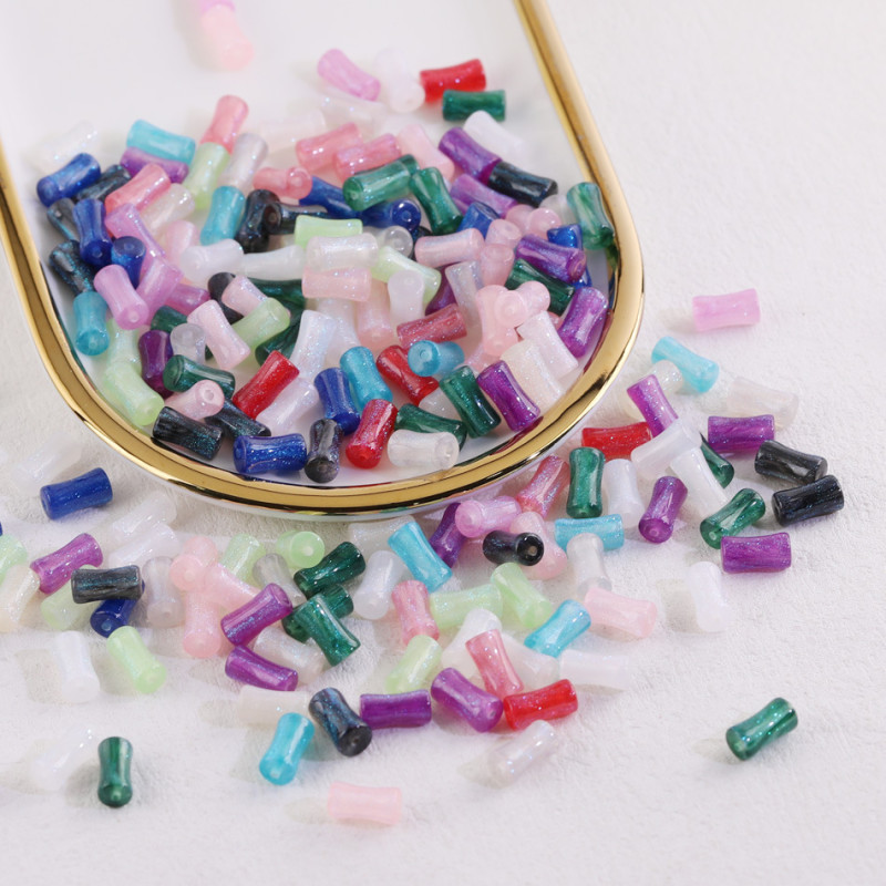 7*13mm Antique Color Streamer Gold Powder Bamboo Beads Loose Beading Diy Handmade