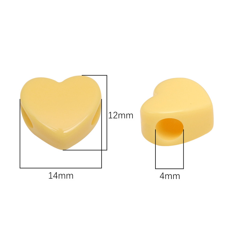 Acrylic Solid Color Imitation Jade Large Hole Love Beads Handmade Diy Bracelet Necklace
