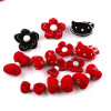 National Style Red Fabric Filled Cotton Three-dimensional Bow Flower Plaid Accessories