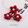 National Style Red Fabric Filled Cotton Three-dimensional Bow Flower Plaid Accessories