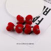 National Style Red Fabric Filled Cotton Three-dimensional Bow Flower Plaid Accessories