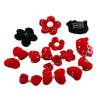 National Style Red Fabric Filled Cotton Three-dimensional Bow Flower Plaid Accessories