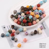 10mm Colorful Round Beads Diamond Plaid Leopard Print Carved Wooden Loose Diy Handmade