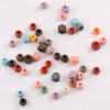 10mm Colorful Round Beads Diamond Plaid Leopard Print Carved Wooden Loose Diy Handmade