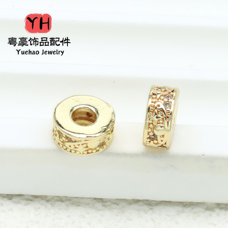 Planet Diamond Ring Spacer Beads 14k Gold-covered Color-preserving Micro-paved Zircon