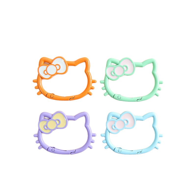 New Colorful Hollow Kt Cat Head Bow Spring Buckle Diy Jewelry Accessories Key Girl Heart