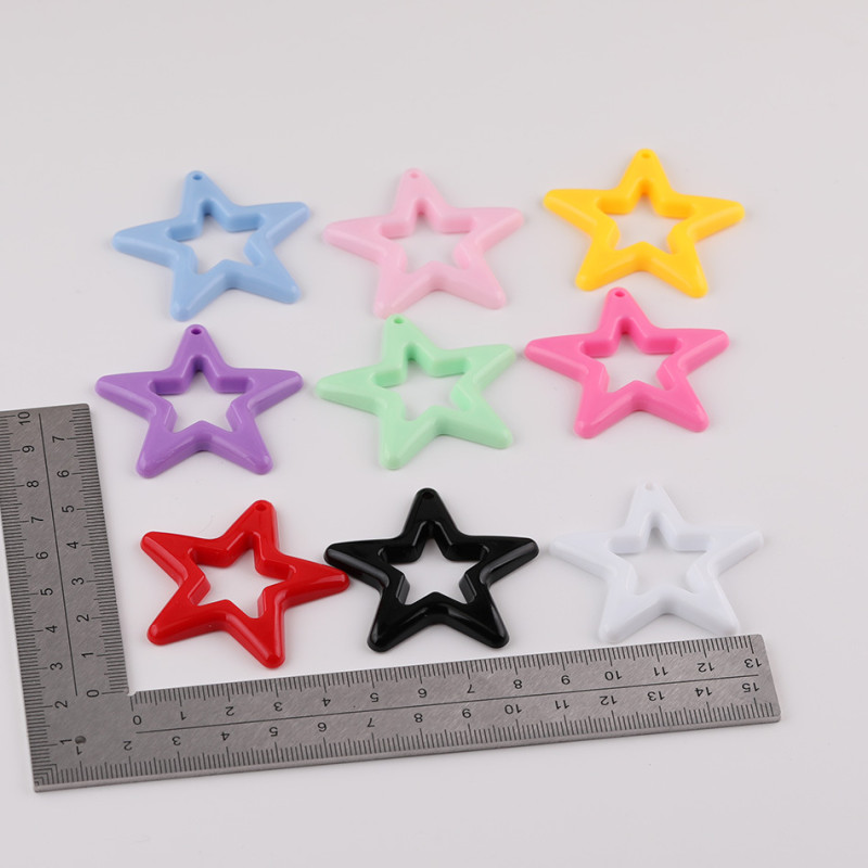 45mm Candy Color Solid Glossy Hollow Hanging Hole Five-pointed Star Acrylic Diy Handmade