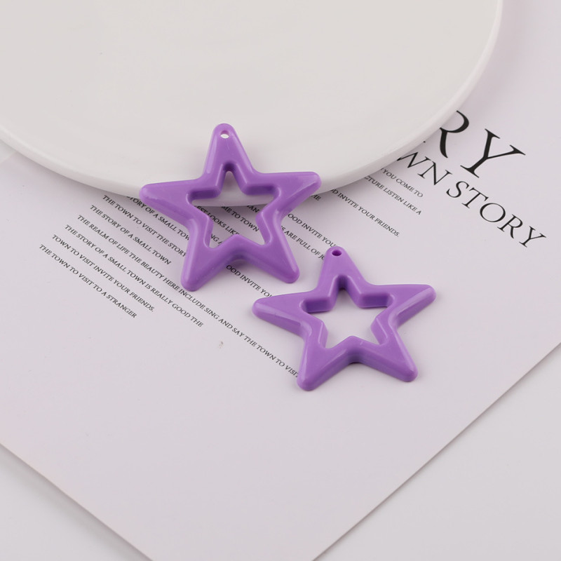 45mm Candy Color Solid Glossy Hollow Hanging Hole Five-pointed Star Acrylic Diy Handmade