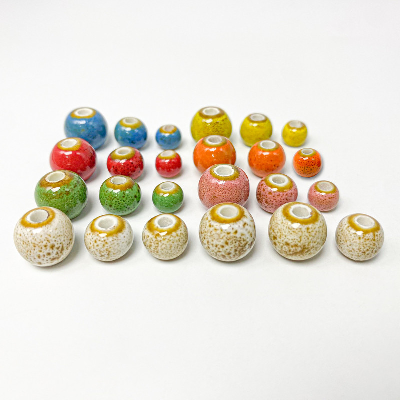Style Flower Glaze Ceramic Beads Bracelet Necklace Loose Diy Jewelry Accessories