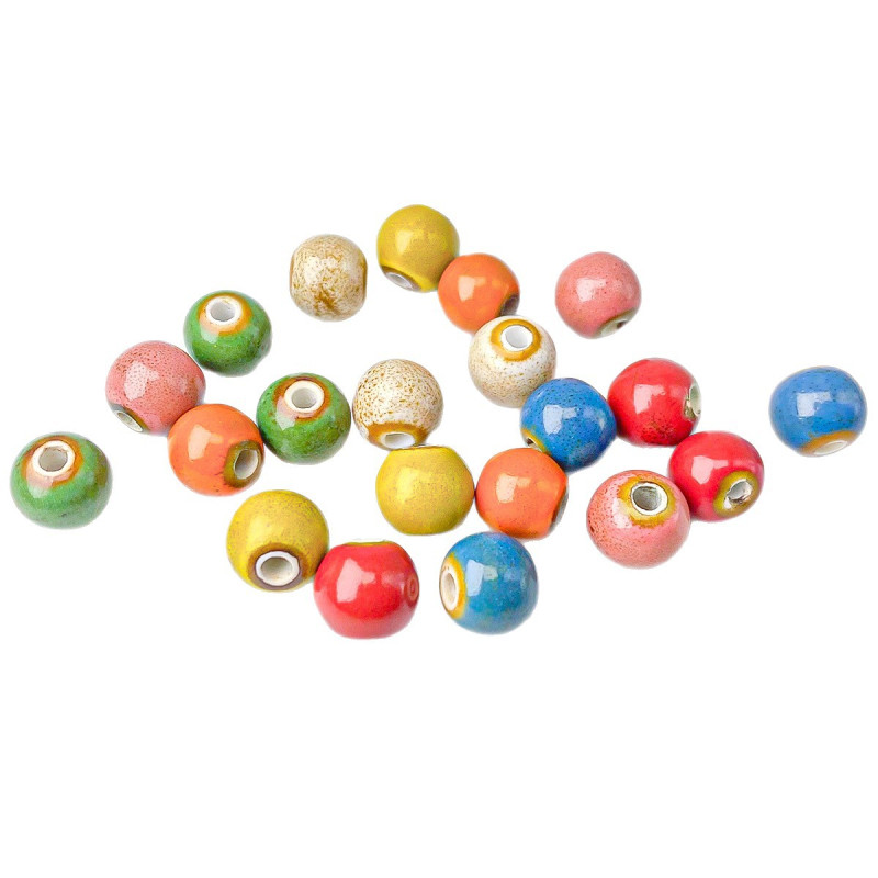 Style Flower Glaze Ceramic Beads Bracelet Necklace Loose Diy Jewelry Accessories