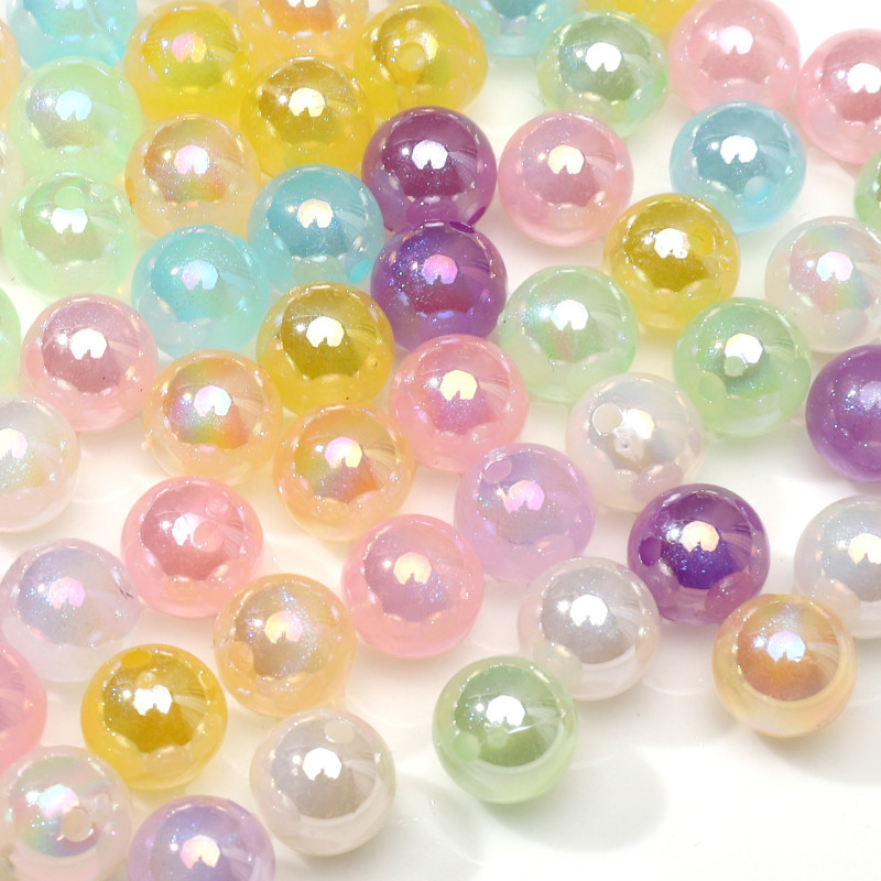 Acrylic Uv Mermaid Ji Straight Hole Round Beads Diy Beaded Bracelet Mobile Phone Chain