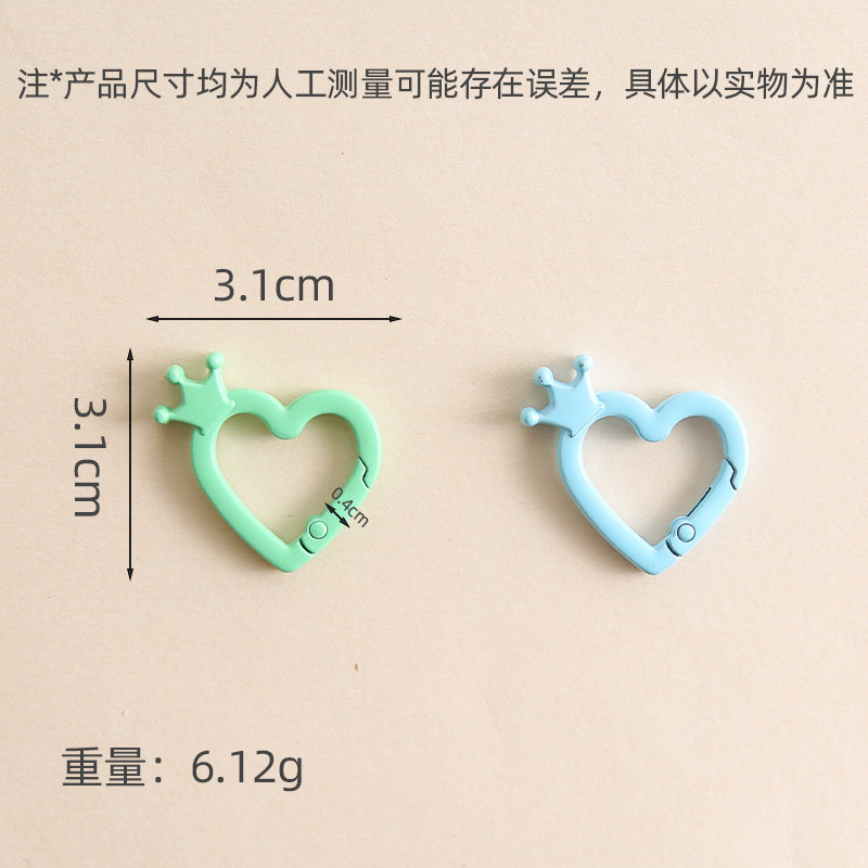 New Color Painted Love Heart with Crown Spring Buckle Jewelry Accessories Key Chain
