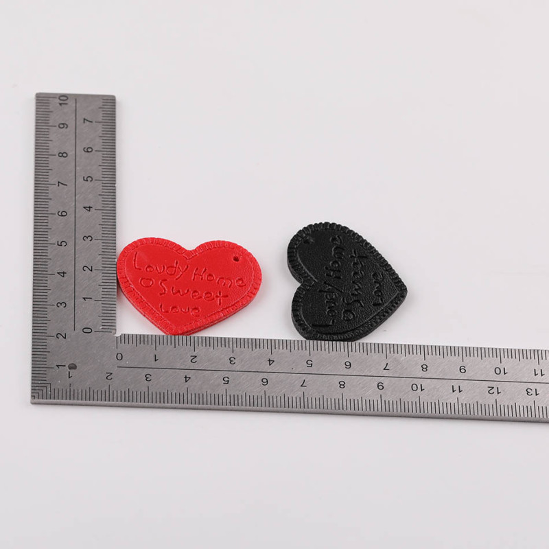 38mm Color Pu Leather Love Heart English Letter Pendant Diy Handmade Keychain Accessories