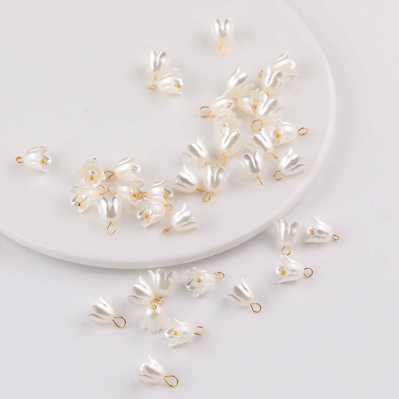 Simple Imitation Pearl Lily of the Valley Flower Trumpet Leaf Hat Pendant Diy Handmade