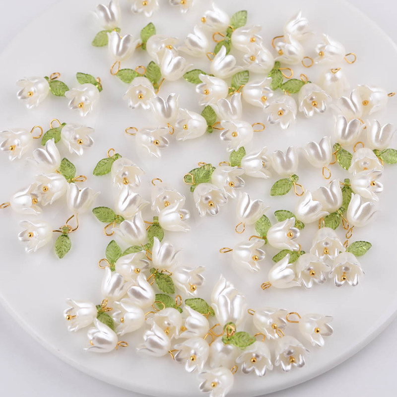 Simple Imitation Pearl Lily of the Valley Flower Trumpet Leaf Hat Pendant Diy Handmade