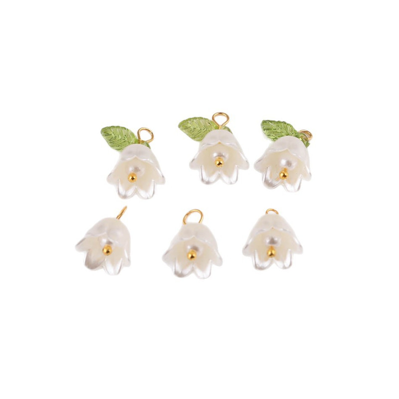 Simple Imitation Pearl Lily of the Valley Flower Trumpet Leaf Hat Pendant Diy Handmade